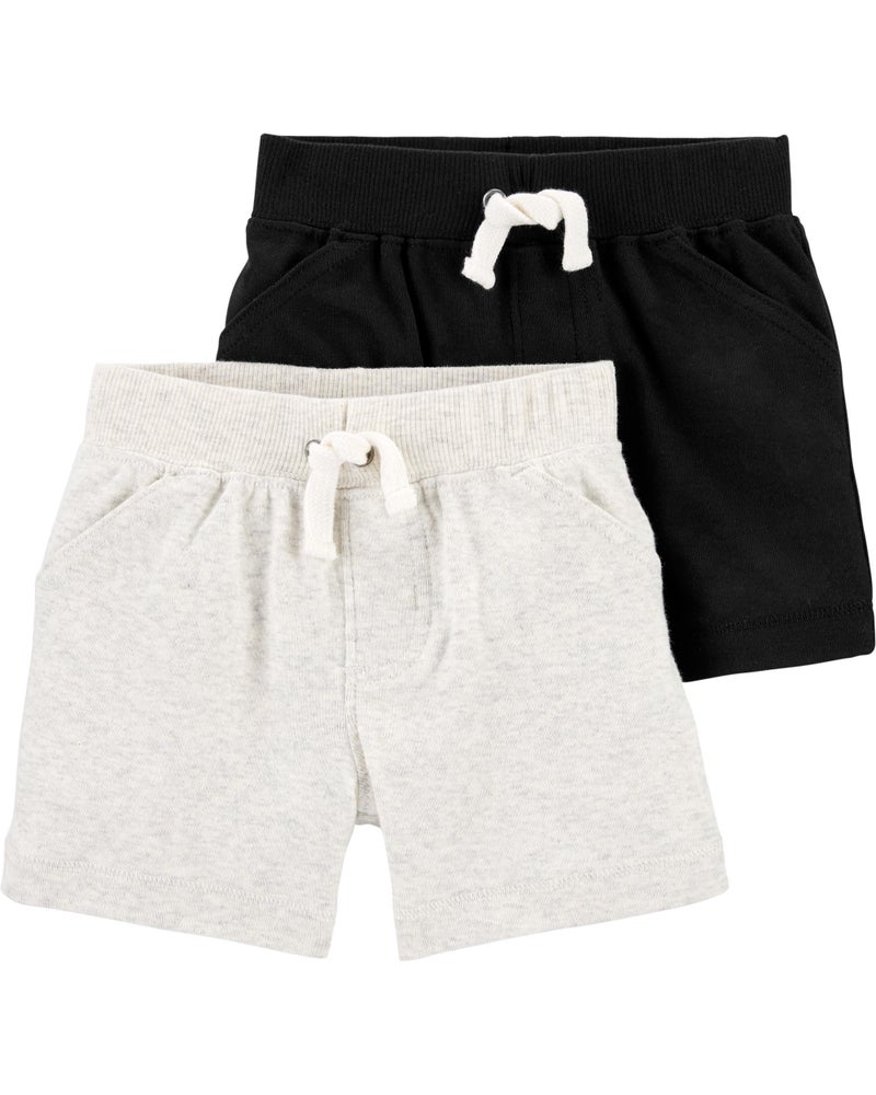 Carter's Baby Boys' 2-Pack Shorts (3 Months, Black/Heather) - Image 2